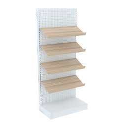 Торговые металлические стеллажи с наклонными полками