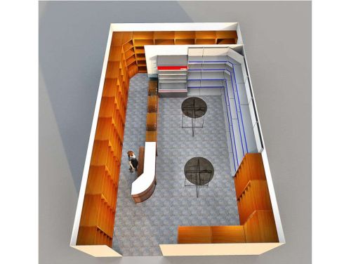 Расстановка стеллажей, прилавков и вешал для одежды в магазине спортивного питания