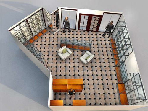 Стеллажи, ресепшены и зеркала для магазина мужских сумок. Г. Москва, Киевская ул., вл. 2, пав А-10