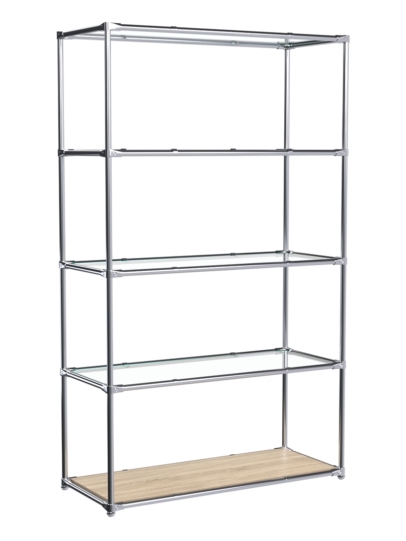 Торговые хромированные стеллажи с полками