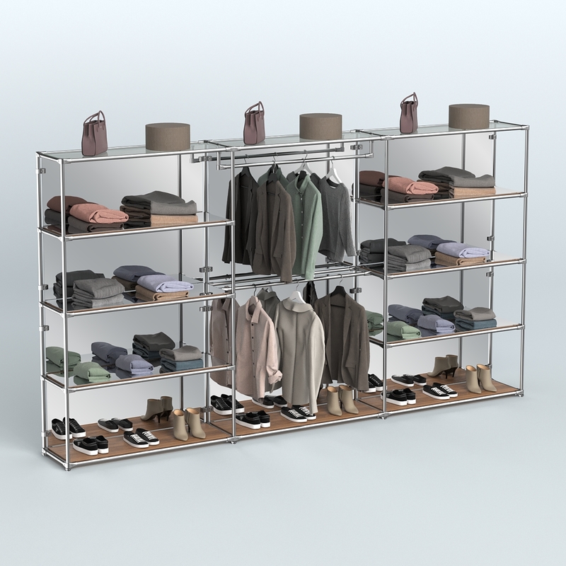 Торговая система ХРОМ (задняя стенка - зеркало) 3600 мм с зеркальными полками и поручнями