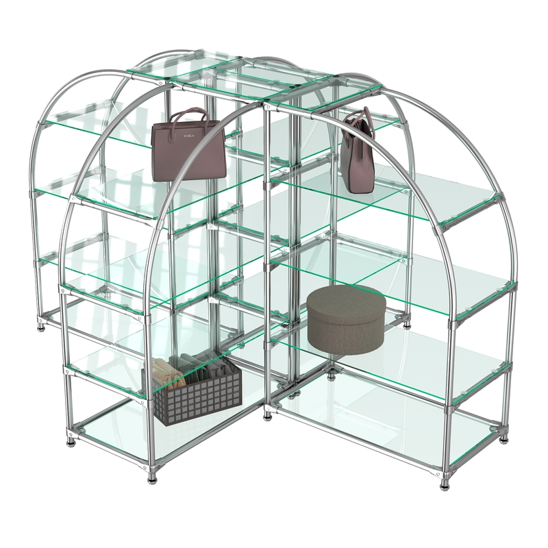 Хромированные стенды с полками