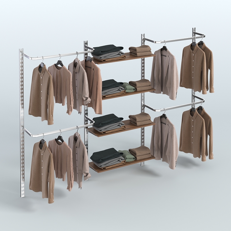 Настенная система для торговли одеждой METAL без задней стенки шириной 3000 мм