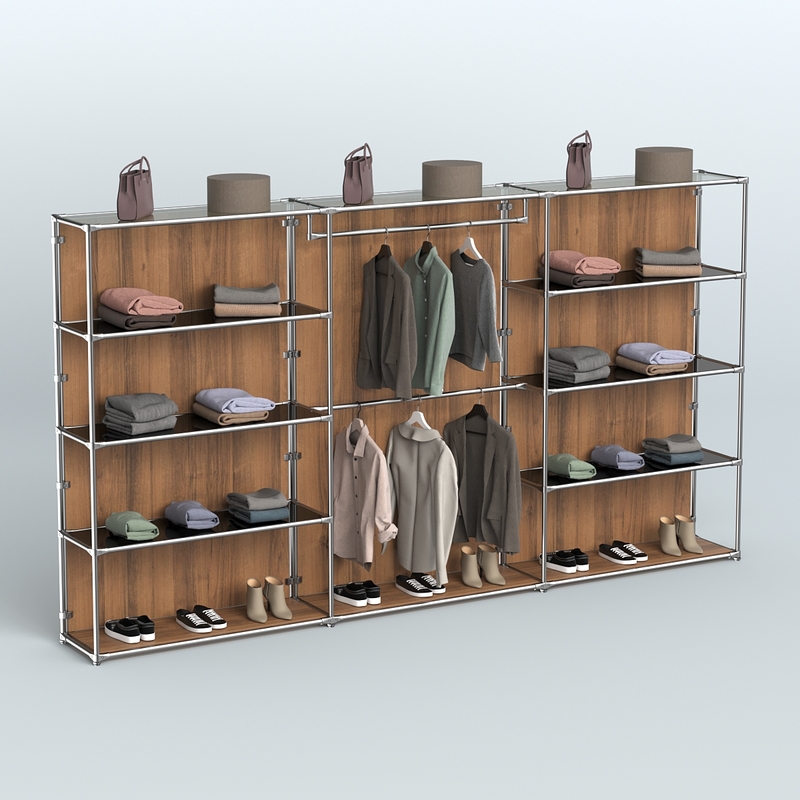 Торговая система ХРОМ (задняя стенка - ДСП) 3600 мм с тонированными полками и поручнями