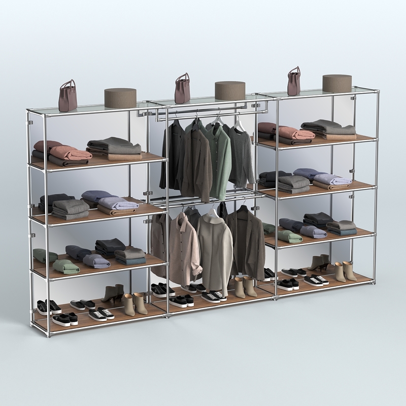 Торговая система ХРОМ (задняя стенка - зеркало) 3600 мм с полками ДСП и поручнями