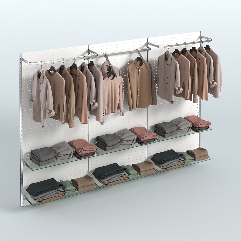 Настенная система для торговли одеждой METAL с задней стенкой шириной 3000 мм