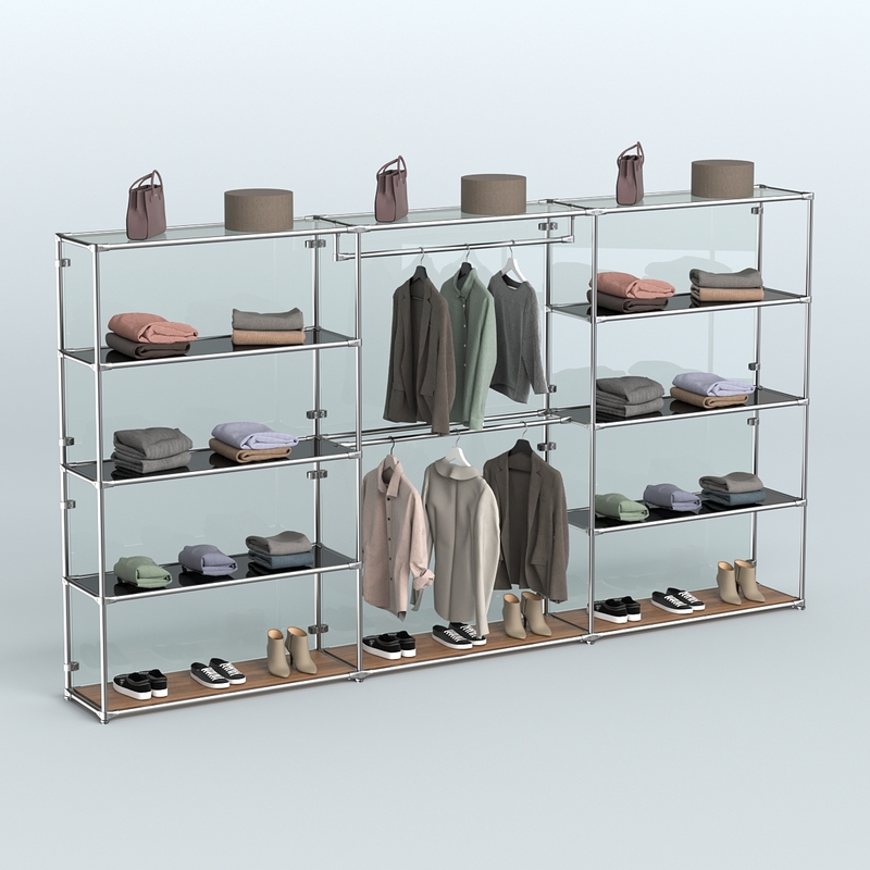 Торговая система ХРОМ (задняя стенка - стекло) 3600 мм с тонированными полками и поручнями