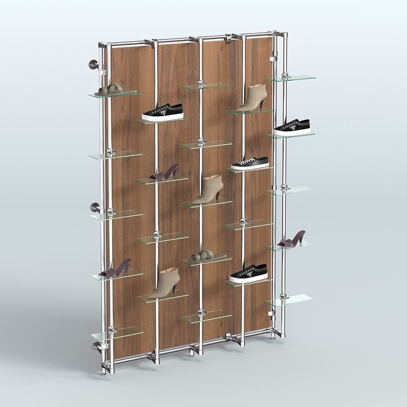 Настенная система с полками для торговли обувью с задней стенкой ДСП ФЕРЗЬ