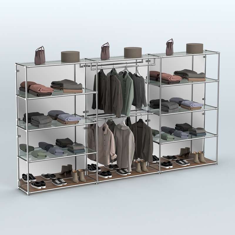 Торговая система ХРОМ (задняя стенка - зеркало) 3600 мм с прозрачными полками и поручнями