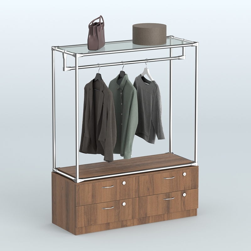 Островная торговая система ХРОМ 1200 мм с тумбами и поручнями