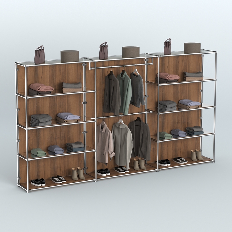 Торговая система ХРОМ (задняя стенка - ДСП) 3600 мм с зеркальными полками и поручнями