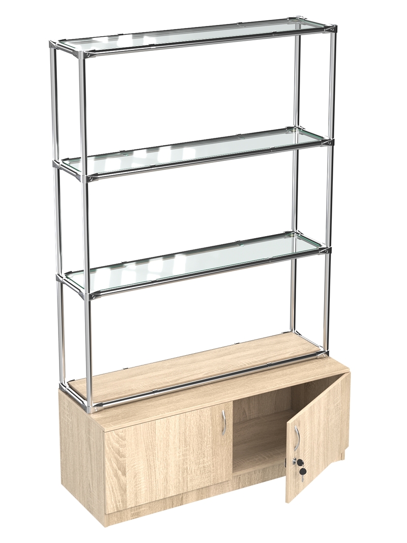 Хромированные стеллажи с тумбами