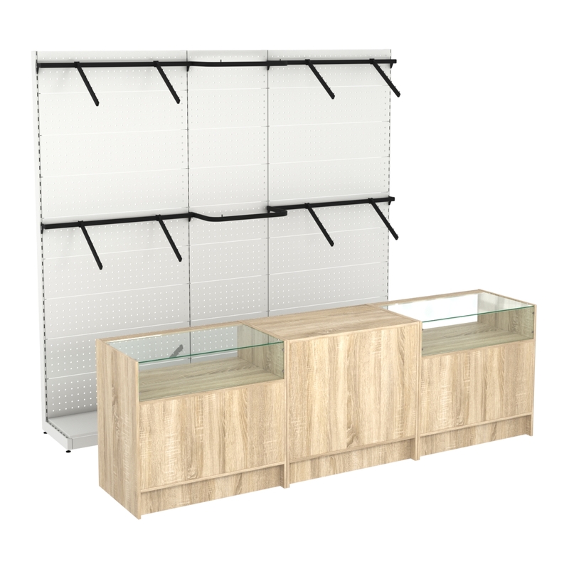 Комплекты стеллажей и прилавков для торговли одеждой