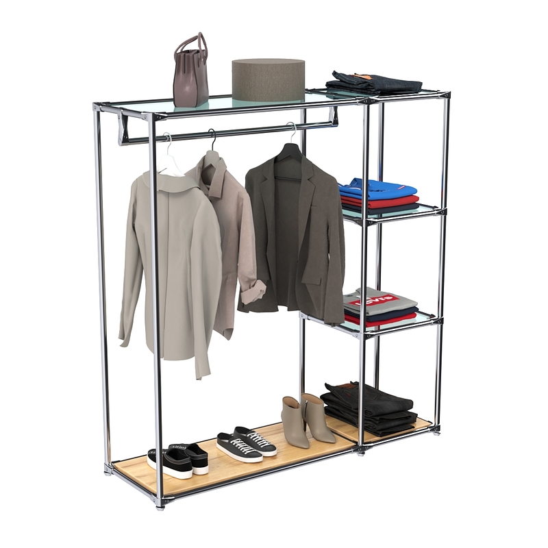 Хромированные стенды двухсекционные с полками