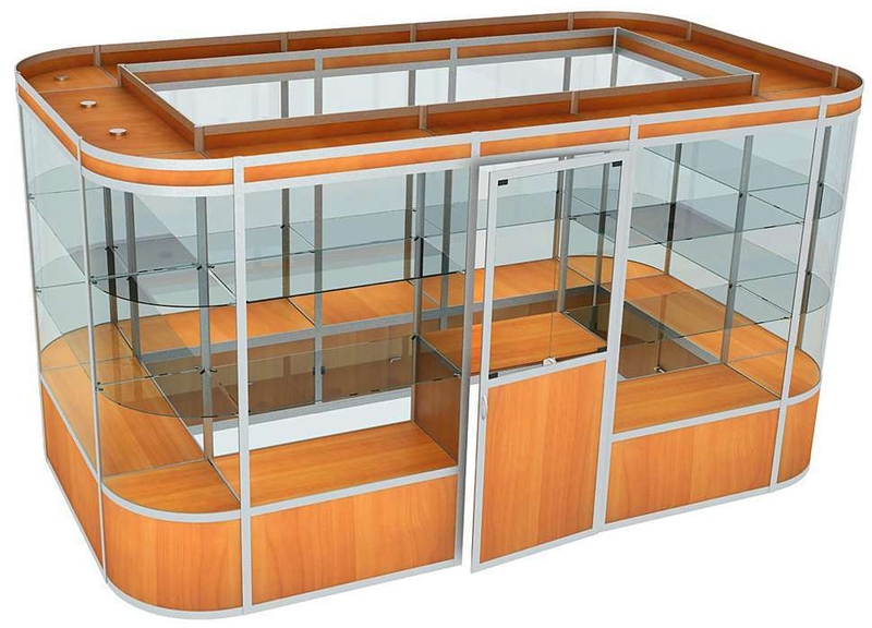 Торговые островки из профиля и стекла