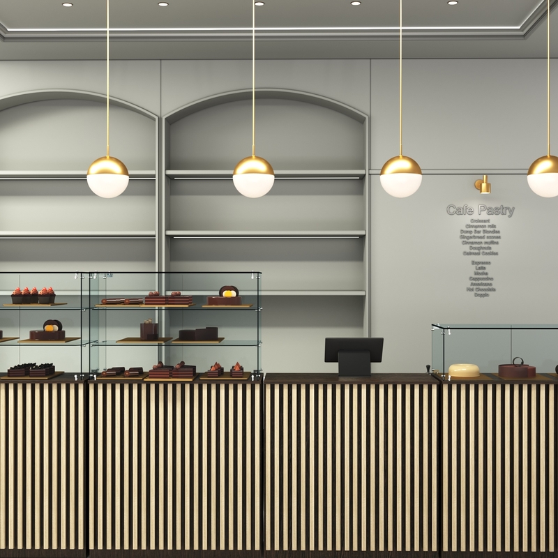 Прилавки с вертикальными фасадными планками