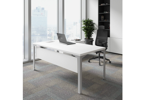 Стол для руководителя с лючком и лицевой панелью Кристо Директ, цвет белый