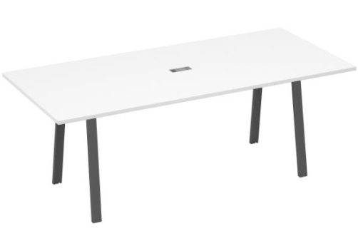 Стол для переговоров 220 Мира Трио, цвет белый премиум + антрацит