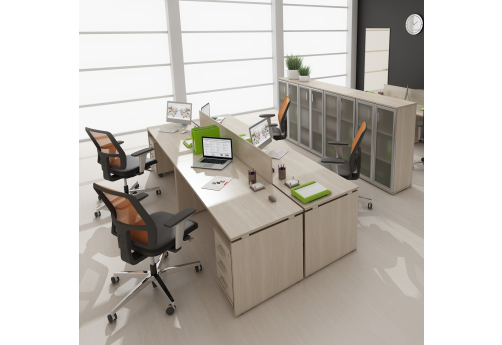 Рабочая станция на 4 человека Деко, цвет шамони светлый