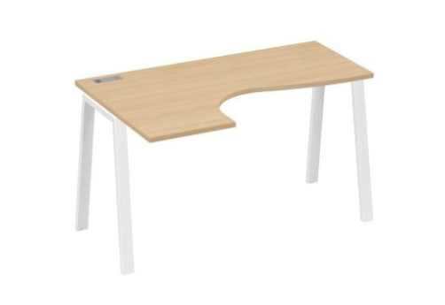 Стол эргономичный левый Мира Трио, цвет натуральный дуб + белый