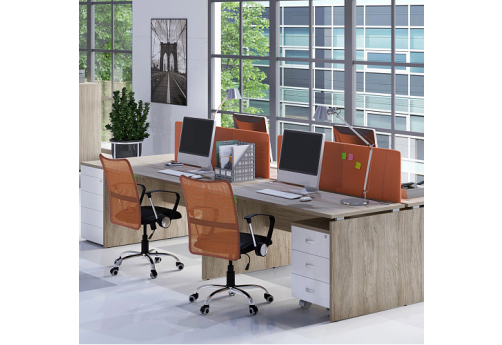 Рабочая станция с двойной тумбой Атлас, цвет дуб аттик