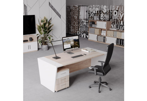 Стол письменный 180 панель - древесная Виенсо, цвет вяз + белый