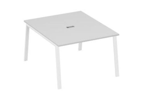 Стол для переговоров Мира Трио, цвет серый + белый