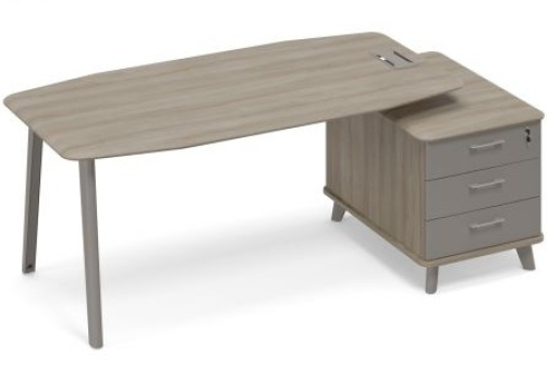 Стол на опорной тумбе малой (тип 2) Види Металл, цвет вяз + мокко