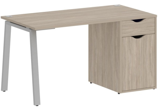 Стол письменный с тумбой, цвет дуб аттик + серый