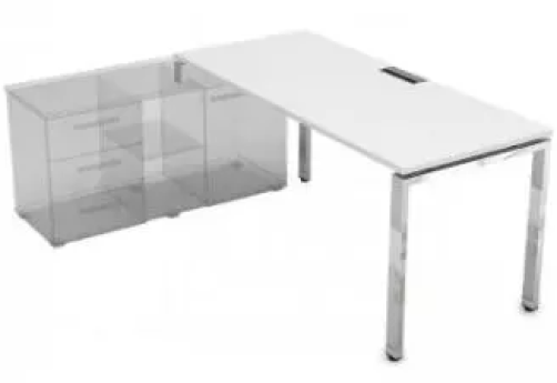 Стол рабочий прямой левый, цвет белый премиум