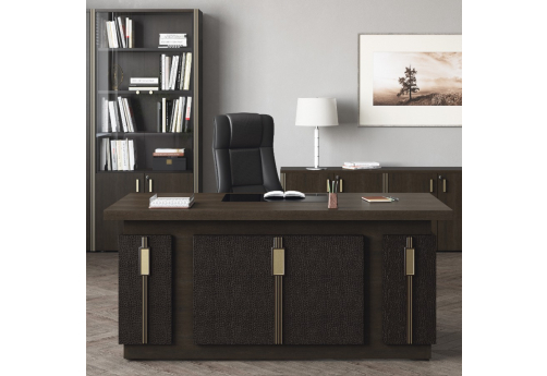 Стол письменный (вставки - экокожа) Доминго, цвет венге