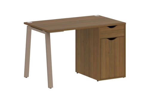 Стол письменный с тумбой, цвет орех + мокко