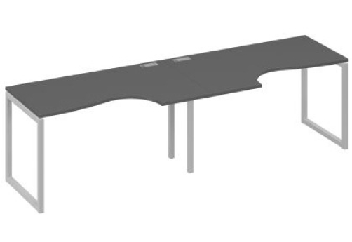 Рабочая станция эргономичная (2х140) Мира Одри, цвет антрацит премиум + серый