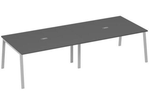 Стол для переговоров Мира Трио, цвет антрацит премиум + серый