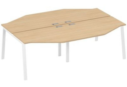 Рабочая станция эргономичная 4х120 Мира Трио, цвет натуральный дуб + белый