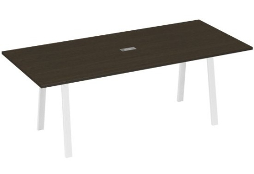 Стол для переговоров 220 Мира Трио, цвет венге + белый