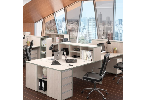 Составной стол на 4 рабочих места Валенсия, цвет сосна карелия