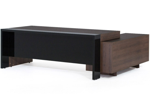 Стол на опорной тумбе Гавана, цвет табак + черный глянец