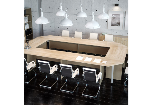 Стол для переговоров составной Гардения Офис, цвет дуб сонома