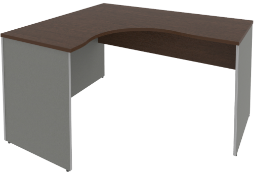 Стол письменный эргономичный левый, цвет венге + металлик