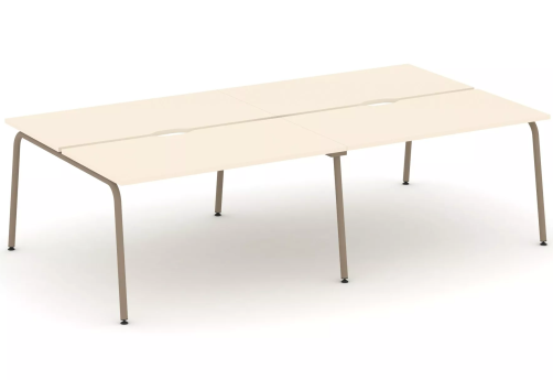 Рабочая станция на 4 места (с вырезом под провода), цвет сатин