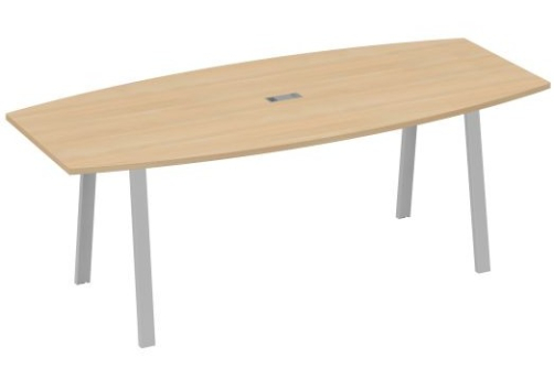 Стол для переговоров Мира Трио, цвет натуральный дуб + серый