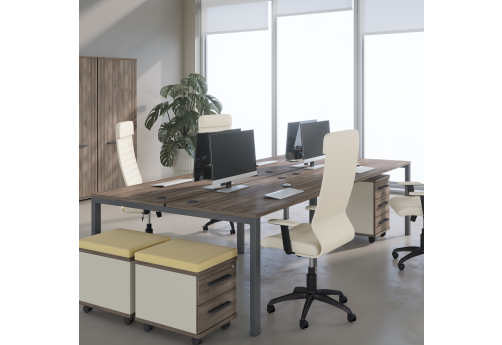 Составной стол на 4 рабочих места Лиани, цвет шамони темный