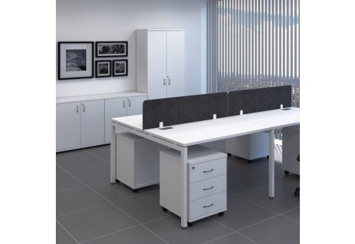 Рабочая станция на 4 человека с экранами Брента, цвет белый + белый