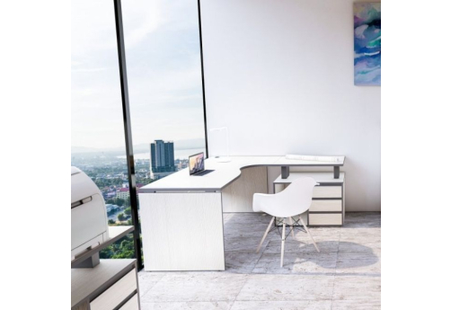 Стол эргономичный правый с тумбой Валенсия, цвет сосна карелия