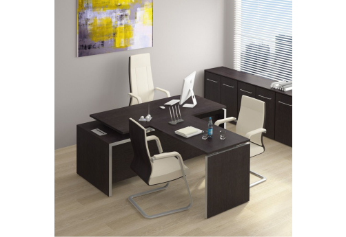 Стол руководителя с брифинг-приставкой Эдвард, цвет венге