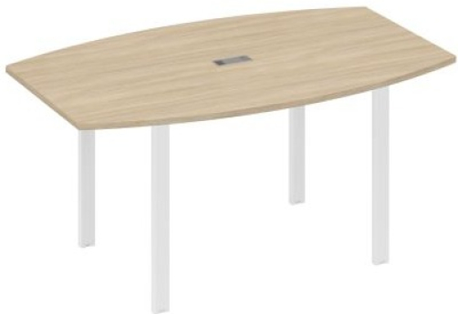 Стол для переговоров фигурный Мира Нумо, цвет дуб скандинавский + белый