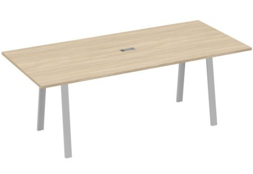 Стол для переговоров 220 Мира Трио, цвет дуб скандинавский + серый