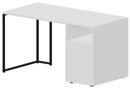 Стол на опорной тумбе правый Мейлон, цвет белый