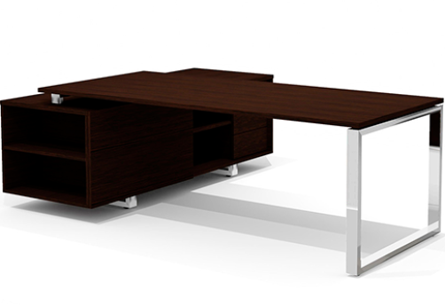 Стол руководителя на опорной тумбе правый Некста Директ, цвет венге + хром